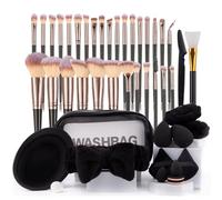 LHLXZQ Ensemble de Pinceaux de Maquillage, avec éponge de Maquillage, Pompon à Poudre et Tapis de Nettoyage, pour fond De Teint Blush Anti-cernes Ombres à Paupières Poudre et Contouring#3