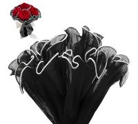 LHLZNB Papier d'emballage en maille de 4 m de large, 28 cm de large, bord perlé, papier d'emballage pour bouquet de fleurs, fournitures de fleuriste, cadeaux d'anniversaire de mariage (noir)