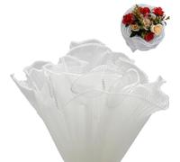 LHLZNB Papier d'emballage en maille de 4 m de large, 28 cm de large, bord perlé, papier d'emballage pour bouquet de fleurs, fournitures de fleuriste, cadeaux d'anniversaire de mariage (blanc)