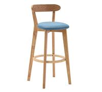 LHNLY-Chaise Tabourets de Bar en Bois Massif Nordic Home Kitchen Counter Tables et chaises de Bar avec Dossier et Housse de siège Amovible, Couleur Bois