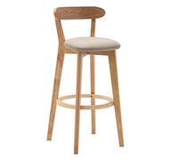 LHNLY-Chaise Tabourets de Bar en Bois Massif Nordic Home Kitchen Counter Tables et chaises de Bar avec Dossier et Housse de siège Amovible, Couleur Bois