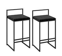 LHNLY-Chaise Tabourets de Bar Maison, Tabouret de Bar Hauteur 65cm / 75CM, Assise Chaises de Bar Hautes Tabouret de Cuisine avec Dossier et 4 Pieds Moderne Elegance Design, Noir (65cm*2)
