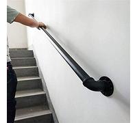 LHNLY-Mains courantes Rond Main Courante Fer forgé pour escalier, Balustrade Garde Corps terrasse, Rampe escalier extérieur intérieur Métal Noir, Support de Rail de Rampe Mural pour Enfant handicapé