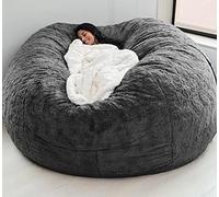 LHNT Housse de Pouf Géant, Fourrure Douce Bean Bag Sofa (sans Remplissage) Meubles de Salon Party Lavable Pouf Poire Fauteuil Poire Housse de Canapé, Dark Gray