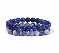 LHOEQD Bracelets Bohème,Bracelet en Pierre de lapis-lazuli Naturel Ensemble de Perles de Sodalite Bleues de 8 Mm Bracelet de Perles Multicouches Bracelet de Yoga Réglable pour Femmes Hommes Cadeau