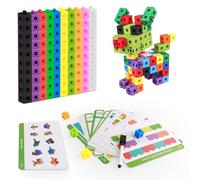 LHOEST Cubes à Empiler Enfant 119PCS Cube Mathématiques Jeux Construction Enfant 3 5 6 7 8 Ans Cubes de Liaison Mathématiques Montessori Jouet Éducatif Garçons Filles Cadeau Jouet Apprendre a Compter