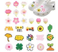 LHOEST Lot de 27 breloques en forme de croco pour enfants et adultes - Décorations amusantes pour chaussures crocs - Breloques pour filles et garçons - Breloques de dessin animé pour accessoires crocs