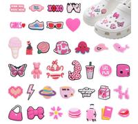 LHOEST Lot de 37 breloques en forme de croco pour enfants et adultes - Décorations amusantes pour chaussures crocs - Breloques pour filles et garçons - Breloques de dessin animé pour accessoires crocs