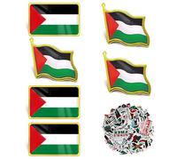 LHOEST Lot de 56 broches de revers de drapeau de la Palestine avec 50 autocollants - Motif drapeau de la Palestine nationale - En émail - Badge en métal, Métal