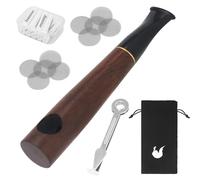 LHOEST Lot de pipes en bois avec filtre à charbon actif de 10 x 8 mm, 10 filtres en acier inoxydable et bouchon de pipe, pipe à tabac avec accessoires pour fumer, fabriqué à la main pour fumer des