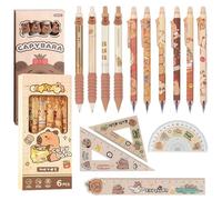 LHOEST Stylo Capybara Kawaii 14 Pièces Bleu Stylo Effacables Animaux Papeterie Capybara Règle Mignon Stylos Effaçables Cute Papeterie Kawaii Affaire Scolaire 0.5 mm Noir Stylos Fille Garçon Enfant
