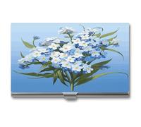 LHOKDR Porte-cartes de visite, étui en métal, pour homme et femme, étui pour cartes de crédit avec impression « Do Not Forget Me » pour cartes de visite, Ne m'oublie pas, Taille unique