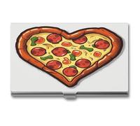 LHOKDR Porte-cartes de visite, étui en métal, pour homme et femme, étui pour cartes de crédit avec imprimé cœur « I Love Pizza » pour cartes de visite, I Love Pizza Heart, Taille unique