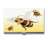 LHOKDR Porte-cartes de visite, étui en métal, pour homme et femme, étui pour cartes de crédit avec imprimé abeille, Honey Bee., Taille unique
