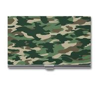 LHOKDR Porte-cartes de visite, étui en métal pour homme et femme, étui pour cartes de crédit, imprimé camouflage vert, vert camouflage, Taille unique