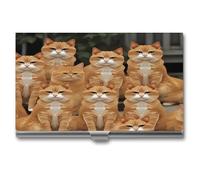 LHOKDR Porte-cartes de visite, étui en métal pour homme et femme, étui pour cartes de crédit imprimé chats orange, Orange Cats, Taille unique