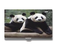 LHOKDR Porte-cartes de visite, étui en métal pour homme et femme, étui pour cartes de crédit, imprimé panda pour cartes de visite, panda, Taille unique