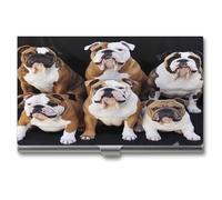 LHOKDR Porte-cartes de visite, étui en métal pour homme et femme, étui pour cartes de crédit, motif bouledogues anglais pour cartes de visite, Bulldogs anglais., Taille unique