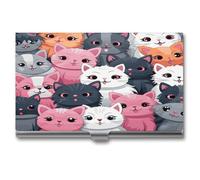 LHOKDR Porte-cartes de visite, étui en métal pour homme et femme, étui pour cartes de crédit, motif chatons mignons pour cartes de visite, Jolis chatons., Taille unique