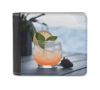 LHOKDR Porte-cartes portable, portefeuille multifonction imprimé cocktail d'été, portefeuille de voyage simple, portefeuille unisexe, noir, taille unique, contemporain, Noir , Taille unique,