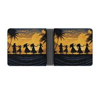 LHOKDR Portefeuille de poche, cinq silhouettes de danse hawaïenne, portefeuille multifonction imprimé, portefeuille de voyage simple, portefeuille unisexe, noir, taille unique, contemporain, Noir ,