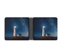 LHOKDR Portefeuille de poche, motif phare sous la nuit étoilée, portefeuille de voyage simple, unisexe, noir, taille unique, contemporain, Noir , Taille unique, Contemporain