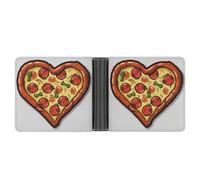 LHOKDR Portefeuille de poche, portefeuille multifonction avec imprimé cœur « I Love Pizza » - Portefeuille de voyage simple - Unisexe - Noir - Taille unique - Contemporain, Noir , Taille unique,