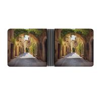 LHOKDR Portefeuille de poche, portefeuille multifonction imprimé rue italienne, portefeuille de voyage simple, portefeuille unisexe, noir, taille unique, contemporain, Noir , Taille unique,