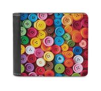 LHOKDR Portefeuille portable avec porte-cartes - Boutons colorés imprimés - Portefeuille de voyage simple - Unisexe - Noir - Taille unique - Contemporain, Noir , Taille unique, Contemporain