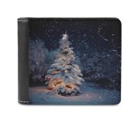 LHOKDR Portefeuille portable avec porte-cartes imprimé arbre de Noël et neige - Multifonctionnel - Portefeuille de voyage simple - Unisexe - Noir - Taille unique - Contemporain, Noir , Taille unique,