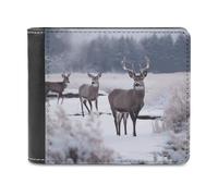 LHOKDR Portefeuille portable avec porte-cartes imprimé cerf sur la nature sauvage congelée, portefeuille de voyage simple, unisexe, noir, taille unique, contemporain, Noir , Taille unique,