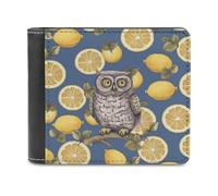 LHOKDR Portefeuille portable avec porte-cartes imprimé citron et hibou, portefeuille de voyage simple, unisexe, noir, taille unique, contemporain, Noir , Taille unique, Contemporain