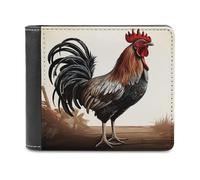 LHOKDR Portefeuille portable avec porte-cartes imprimé coq, portefeuille de voyage simple, unisexe, noir, taille unique, contemporain, Noir , Taille unique, Contemporain