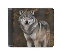 LHOKDR Portefeuille portable avec porte-cartes imprimé loup gris sauvage, portefeuille de voyage simple, unisexe, noir, taille unique, contemporain, Noir , Taille unique, Contemporain