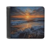 LHOKDR Portefeuille portable avec porte-cartes imprimé paysage marin - Portefeuille de voyage simple - Unisexe - Noir - Taille unique - Contemporain, Noir , Taille unique, Contemporain