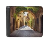 LHOKDR Portefeuille portable avec porte-cartes imprimé rue italienne, portefeuille de voyage simple, unisexe, noir, taille unique, contemporain, Noir , Taille unique, Contemporain