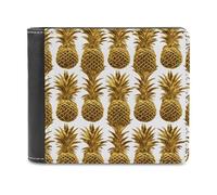 LHOKDR Portefeuille portable avec porte-cartes imprimé sur fond d'ananas doré, portefeuille multifonctionnel, portefeuille de voyage simple, portefeuille unisexe, noir, taille unique, contemporain,
