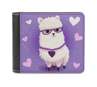 LHOKDR Portefeuille portable avec porte-cartes imprimé violet alpaga, portefeuille de voyage simple, unisexe, noir, taille unique, contemporain, Noir , Taille unique, Contemporain