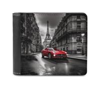 LHOKDR Portefeuille portable avec porte-cartes imprimé voiture rouge citadine, portefeuille de voyage simple, unisexe, noir, taille unique, contemporain, Noir , Taille unique, Contemporain