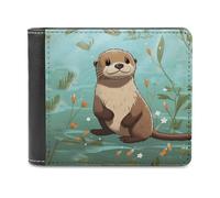 LHOKDR Portefeuille portable avec porte-cartes - Motif loutre mignon - Portefeuille de voyage simple - Unisexe - Noir - Taille unique - Contemporain, Noir , Taille unique, Contemporain