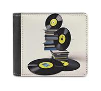 LHOKDR Portefeuille portable avec porte-cartes pour disques vinyles et bandes imprimées, portefeuille multifonction simple, portefeuille unisexe, noir, taille unique, contemporain, Noir , Taille