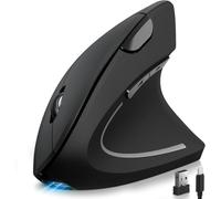 Lhome Souris verticale sans fil 2,4 G, souris optique ergonomique rechargeable : 3 DPI réglables 800/1200/1600 niveaux 6 boutons, pour ordinateur portable, PC, ordinateur de bureau, ordinateur