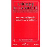 Pour une critique des "sciences de la culture" Collectif (Auteur)