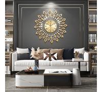 l'horloge, Grande Montre Murale Moderne et silencieuse for Cuisine, Chambre à Coucher, Bureau décoratif, sans tic-tac, Fonctionne Piles, décoration en Cristal, doré, 68 cm
