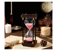 l'horloge, Sablier sablier, minuteries, double protection, assistant de gestion du temps for enfants, aide les clients à graver leur nom ou leur citation sur le sablier(Roze,15 minutes)