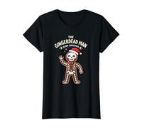L'horreur effrayante des fêtes de Fin d'année The Gingerdead Man Gingerbread T-Shirt Graphique avec Valeur, Femme, Noir, XL