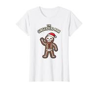 L'horreur effrayante des fêtes de Fin d'année The Gingerdead Man Gingerbread T-Shirt Graphique avec Valeur, Femme, Blanc, XS