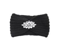 LHSJYG Bandeau Cheveux Femme Hiver Bandes de Cheveux tricotées avec Strass for Femmes, élégantes, Protection des Oreilles, Couvre-tête, Exercice de Lavage du Visage, Yoga, Couvre-Chef Chaud(Black)