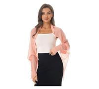 LHSJYG Boléro en Mousseline Boléro en mousseline de soie à manches longues for femme, haut protection solaire ouvert sur le devant, châles, enveloppements(Coral)
