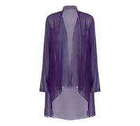 LHSJYG Boléro en Mousseline Cardigan élégant en mousseline de soie for femme, manches longues, ouvert sur le devant, boléro, châle, haussement d'épaules, vêtements d'extérieur(Purple,XL)